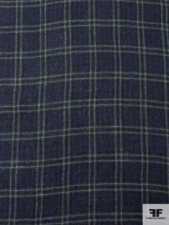 Plaid Wool Gauze Suiting - Navy / Evergreen / White