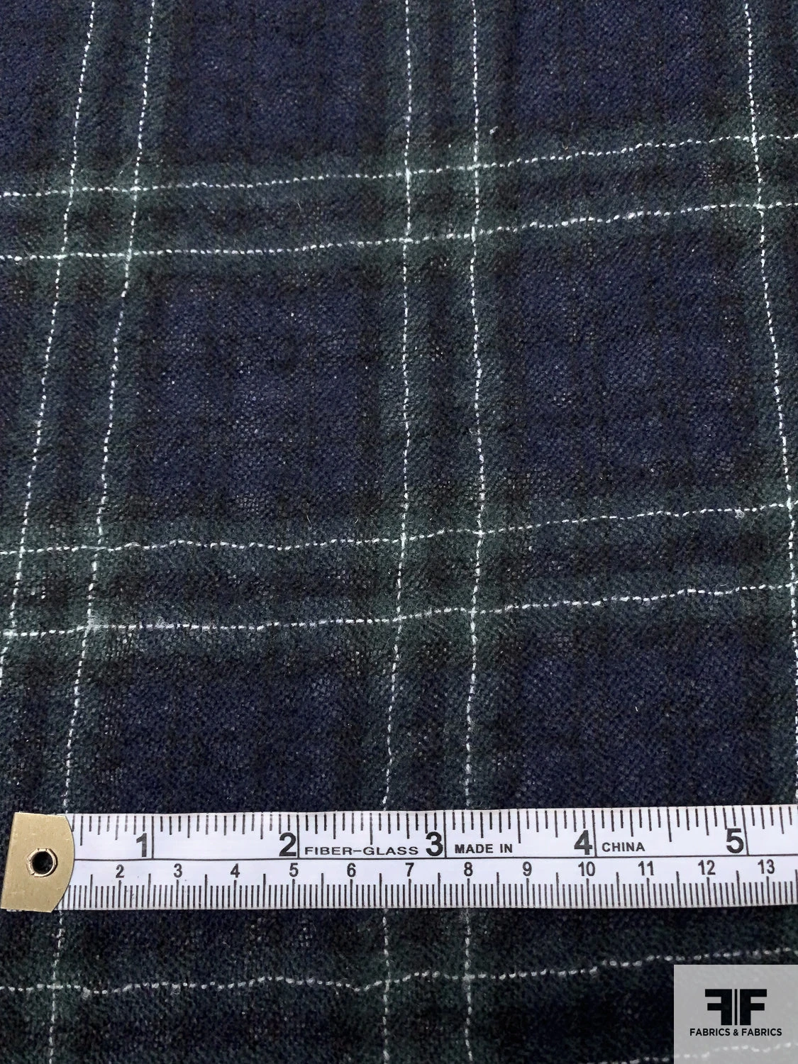Plaid Wool Gauze Suiting - Navy / Evergreen / White 9 Plaid Wool Gauze Suiting - Navy / Evergreen / White - Image 7