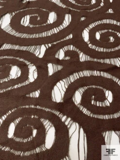 Italian Novelty Swirl Cutout Wool Coating - Brown -Fabrics And Fabrics Store 18084 4