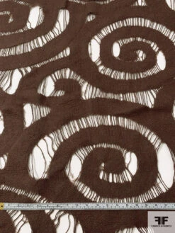 Italian Novelty Swirl Cutout Wool Coating - Brown -Fabrics And Fabrics Store 18084 5