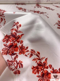 Romantic Floral Branches Printed Silk-Cotton Mikado - Red / Pearl White 18 Romantic Floral Branches Printed Silk-Cotton Mikado - Red / Pearl White -Fabrics And Fabrics Store 18087 8