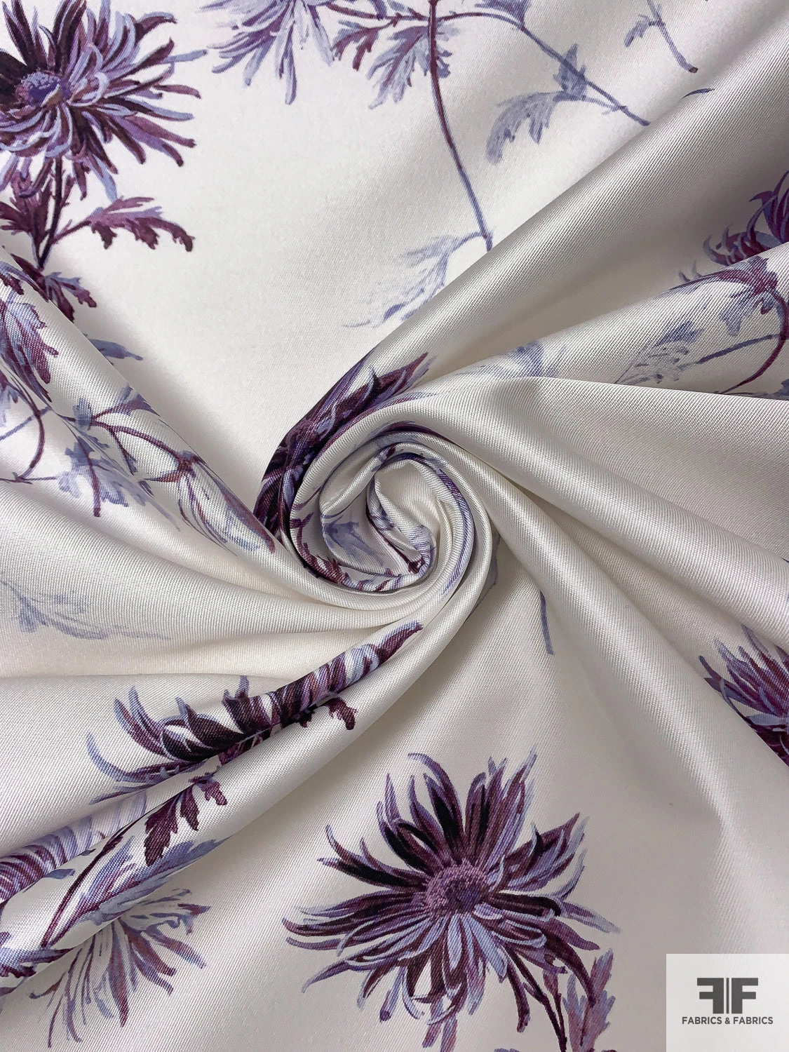 Ethereal Floral Printed Silk-Cotton Mikado - Purple / Lavender / Off-White 5 Ethereal Floral Printed Silk-Cotton Mikado - Purple / Lavender / Off-White - Image 3