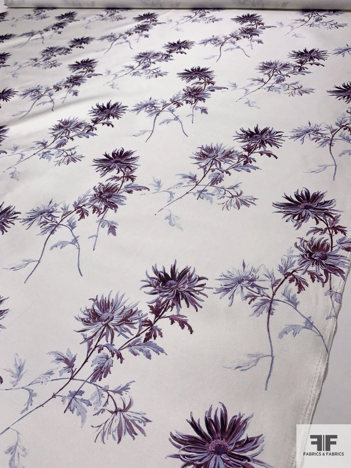 Ethereal Floral Printed Silk-Cotton Mikado - Purple / Lavender / Off-White 8 Ethereal Floral Printed Silk-Cotton Mikado - Purple / Lavender / Off-White - Image 6