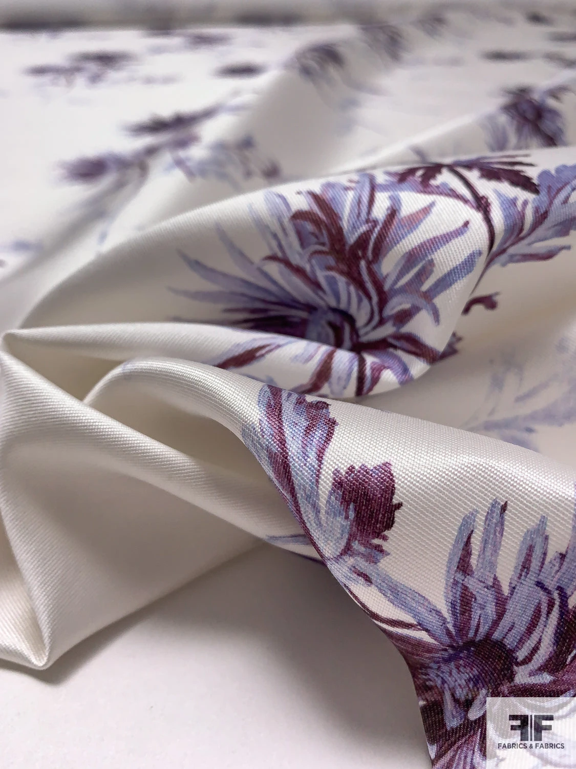 Ethereal Floral Printed Silk-Cotton Mikado - Purple / Lavender / Off-White 10 Ethereal Floral Printed Silk-Cotton Mikado - Purple / Lavender / Off-White - Image 8