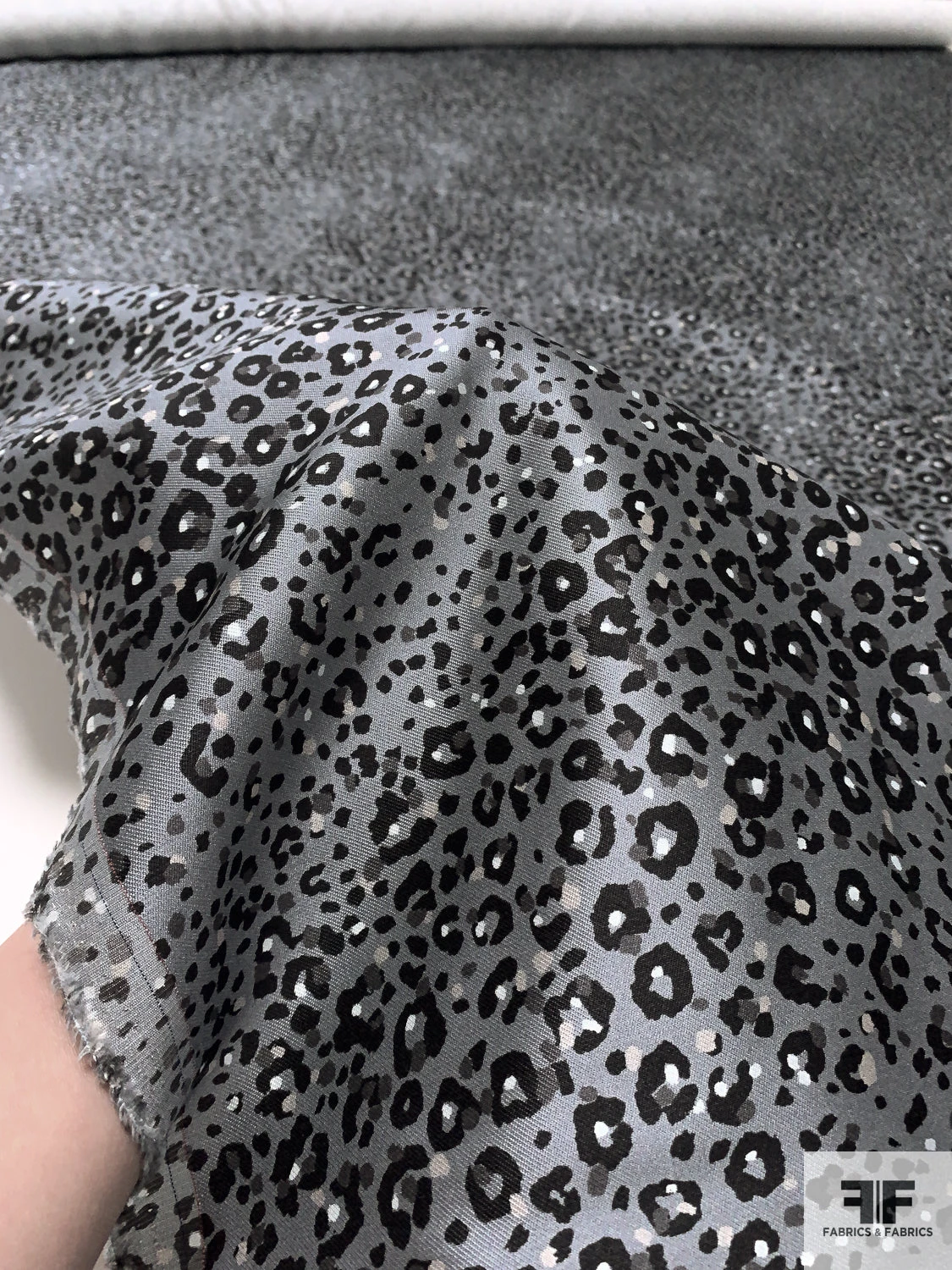 Animal Pattern Printed Silk-Cotton Mikado - Greys / Black 11 Animal Pattern Printed Silk-Cotton Mikado - Greys / Black - Image 9