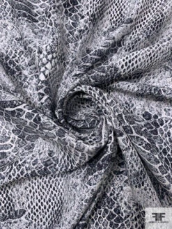 Reptile Pattern Matte-Side Printed Silk Charmeuse - Black / Grey / Off-White