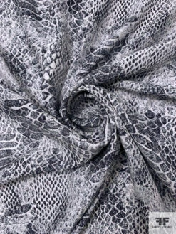 Reptile Pattern Matte-Side Printed Silk Charmeuse - Black / Grey / Off-White -Fabrics And Fabrics Store 18118 2