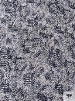 Reptile Pattern Matte-Side Printed Silk Charmeuse - Black / Grey / Off-White -Fabrics And Fabrics Store 18118 4