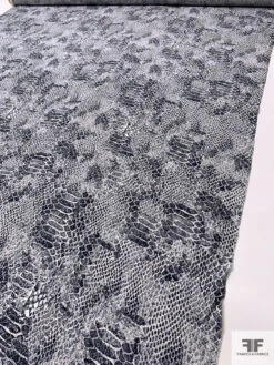 Reptile Pattern Matte-Side Printed Silk Charmeuse - Black / Grey / Off-White -Fabrics And Fabrics Store 18118 8