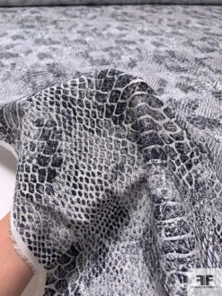 Reptile Pattern Matte-Side Printed Silk Charmeuse - Black / Grey / Off-White -Fabrics And Fabrics Store 18118 9
