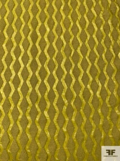 Italian Novelty Organza With Bouclé Detailed Geometric Design - Olive-Chartreuse -Fabrics And Fabrics Store 18175 3