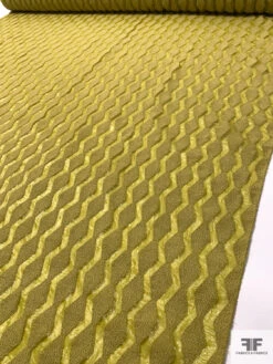 Italian Novelty Organza With Bouclé Detailed Geometric Design - Olive-Chartreuse -Fabrics And Fabrics Store 18175 7