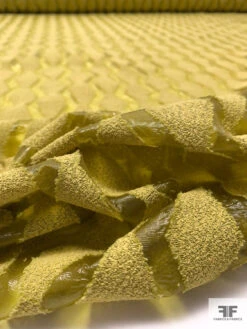 Italian Novelty Organza With Bouclé Detailed Geometric Design - Olive-Chartreuse -Fabrics And Fabrics Store 18175 9