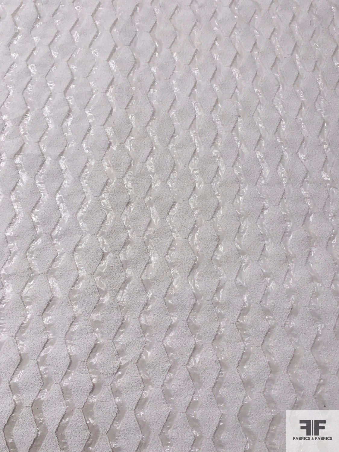 Italian Novelty Organza With Bouclé Detailed Geometric Design - Off-White 7 Italian Novelty Organza With Bouclé Detailed Geometric Design - Off-White - Image 5