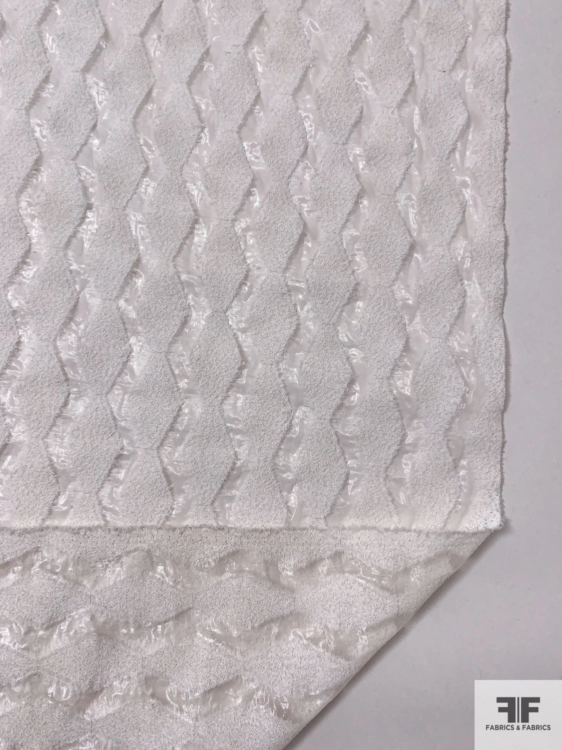 Italian Novelty Organza With Bouclé Detailed Geometric Design - Off-White 9 Italian Novelty Organza With Bouclé Detailed Geometric Design - Off-White - Image 7