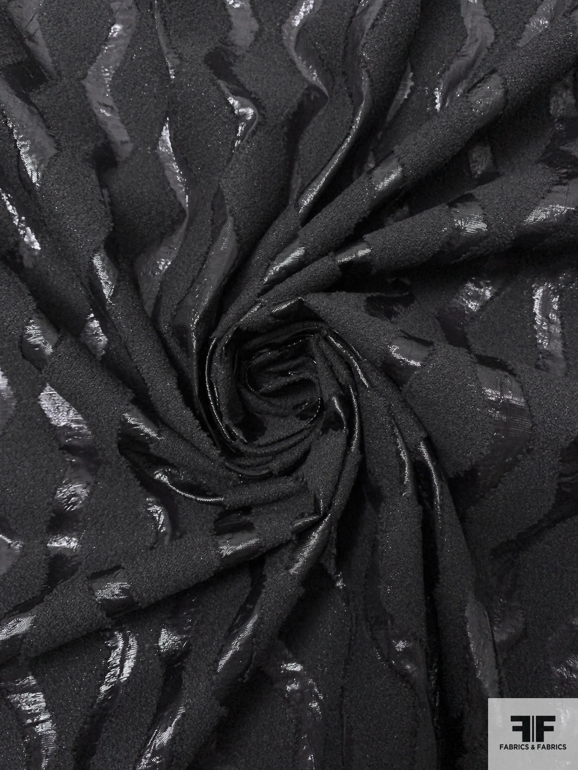 Italian Novelty Organza With Bouclé Detailed Geometric Design - Black 6 Italian Novelty Organza With Bouclé Detailed Geometric Design - Black - Image 4