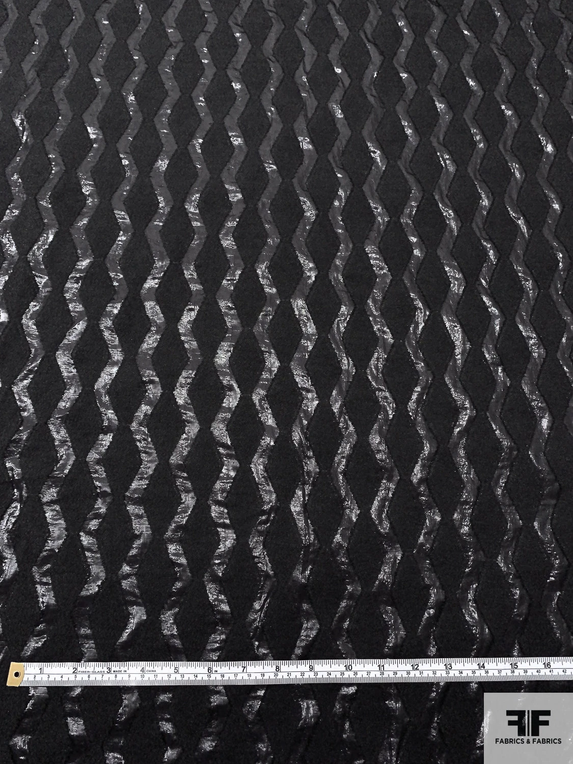 Italian Novelty Organza With Bouclé Detailed Geometric Design - Black 8 Italian Novelty Organza With Bouclé Detailed Geometric Design - Black - Image 6