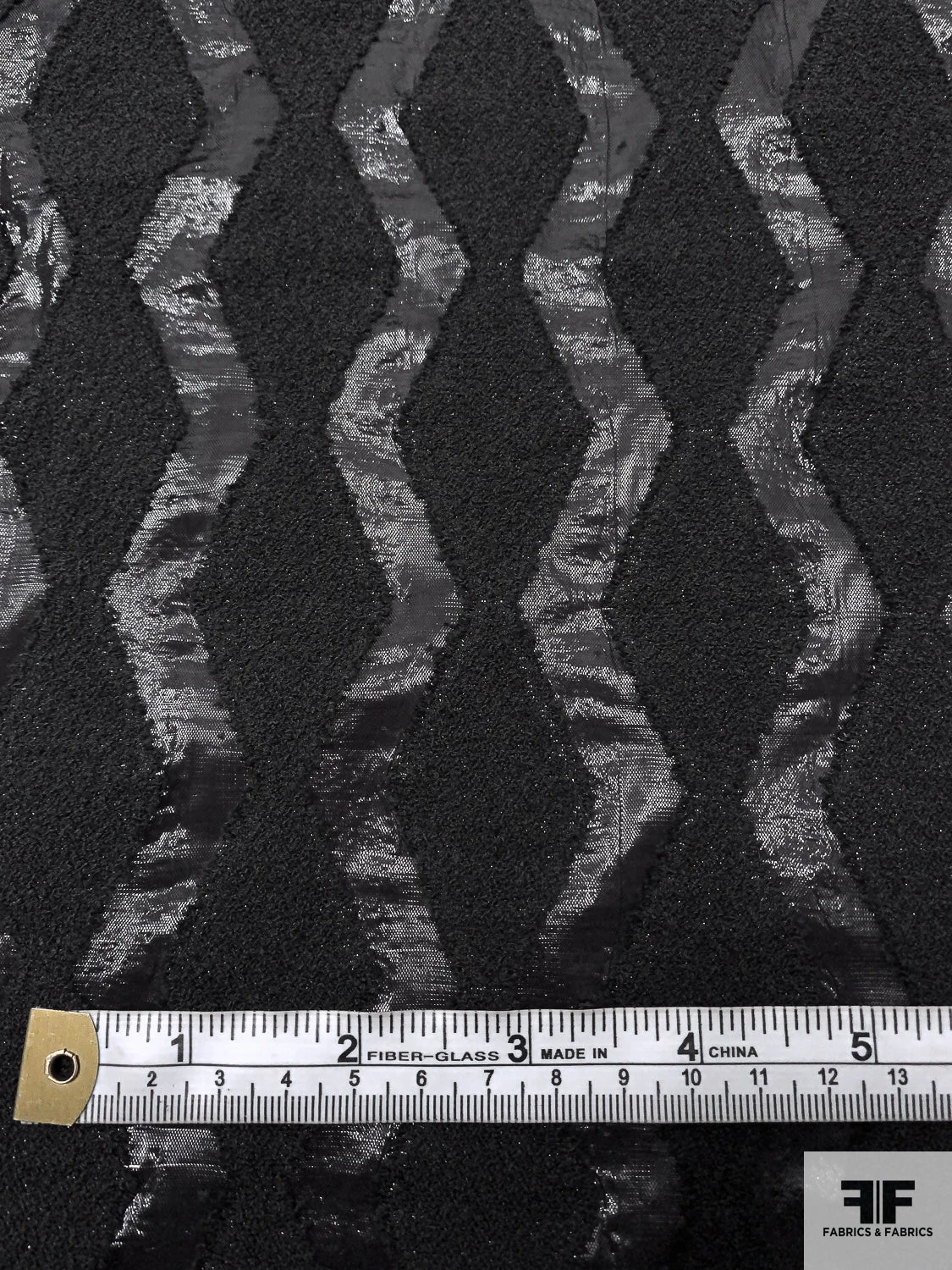 Italian Novelty Organza With Bouclé Detailed Geometric Design - Black 9 Italian Novelty Organza With Bouclé Detailed Geometric Design - Black - Image 7