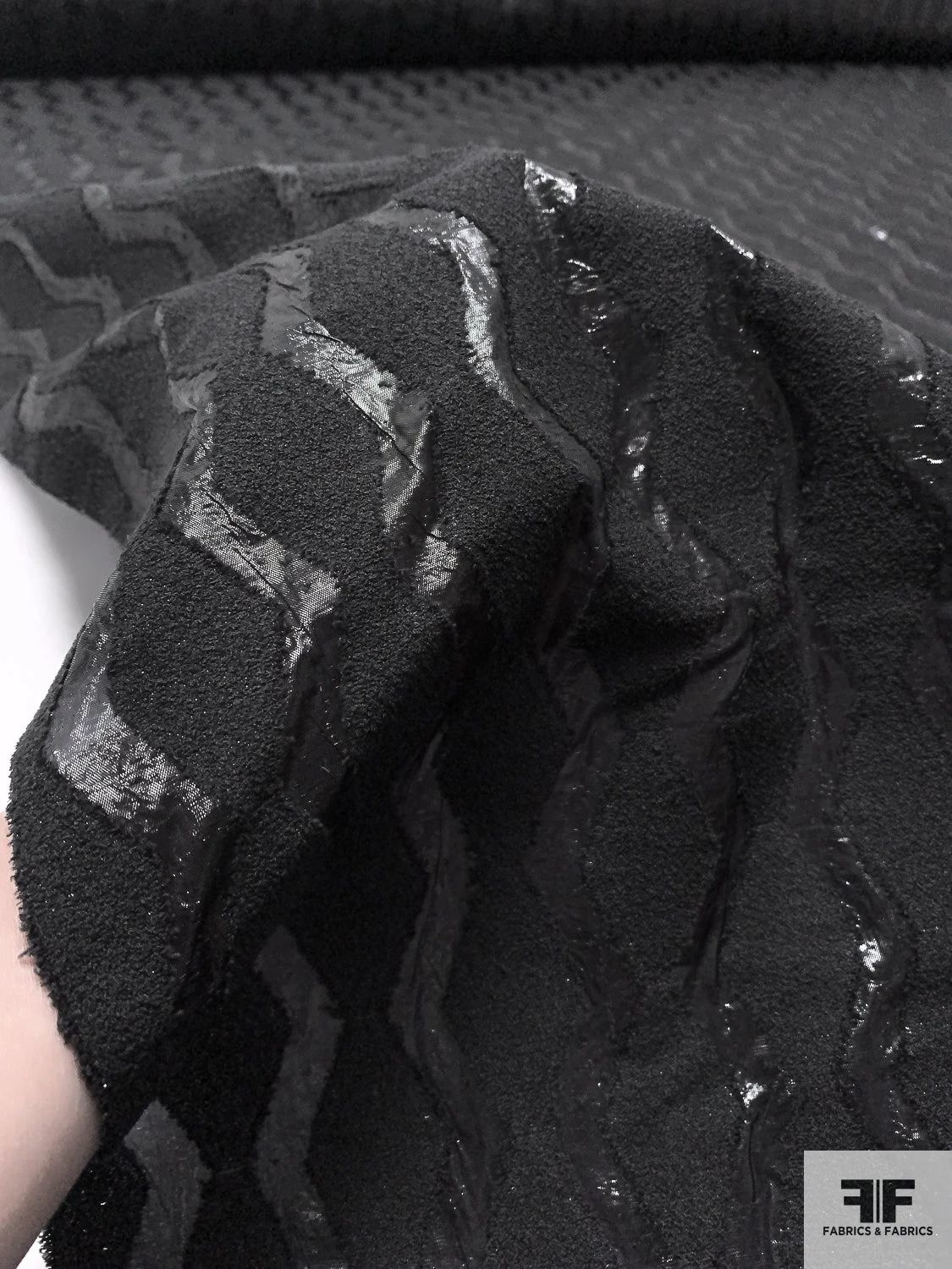 Italian Novelty Organza With Bouclé Detailed Geometric Design - Black 10 Italian Novelty Organza With Bouclé Detailed Geometric Design - Black - Image 8