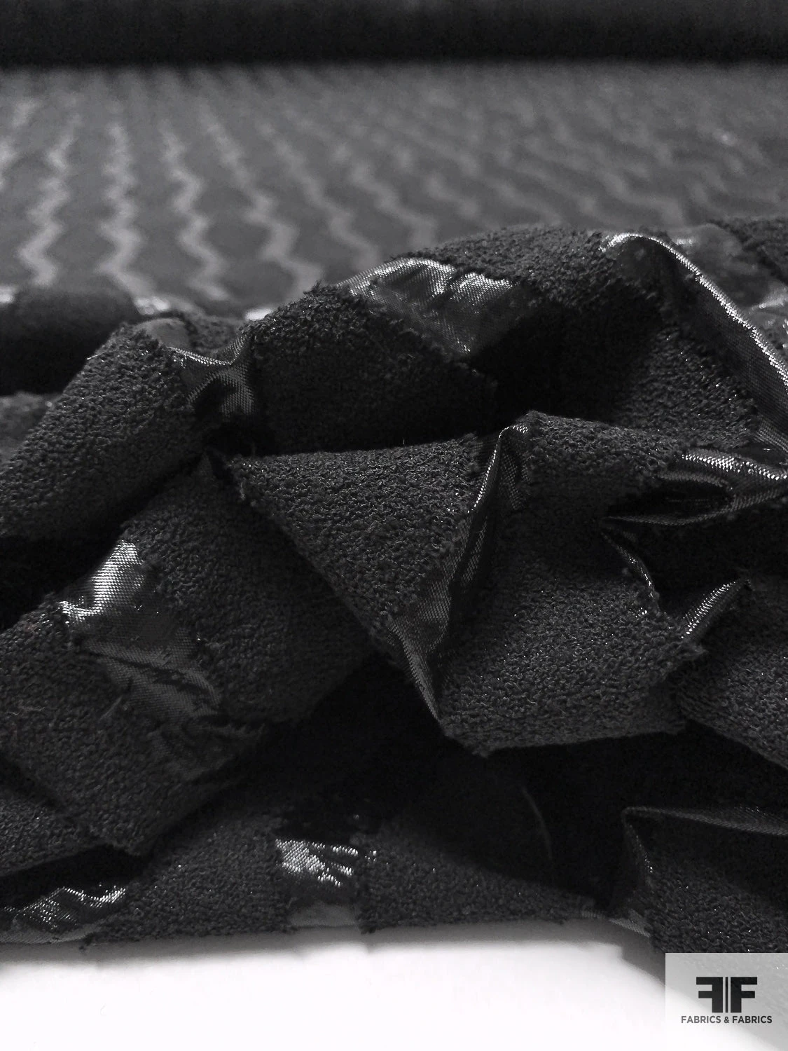 Italian Novelty Organza With Bouclé Detailed Geometric Design - Black 11 Italian Novelty Organza With Bouclé Detailed Geometric Design - Black - Image 9