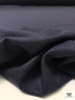 Italian Speckled Flannel Wool Blend Suiting - Navy / Red / Baby Blue
