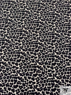 Italian Painterly Floral Clusters Printed Wool Blend Knit - Ivory / Black