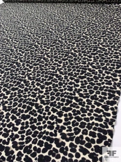 Italian Painterly Floral Clusters Printed Wool Blend Knit - Ivory / Black 17 Italian Painterly Floral Clusters Printed Wool Blend Knit - Ivory / Black -Fabrics And Fabrics Store 18195 7