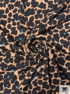 Italian Painterly Floral Clusters Printed Wool Blend Knit - Nude Camel / Black / Dusty Turquoise 15 Italian Painterly Floral Clusters Printed Wool Blend Knit - Nude Camel / Black / Dusty Turquoise -Fabrics And Fabrics Store 18196 1