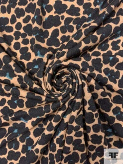Italian Painterly Floral Clusters Printed Wool Blend Knit - Nude Camel / Black / Dusty Turquoise 13 Italian Painterly Floral Clusters Printed Wool Blend Knit - Nude Camel / Black / Dusty Turquoise -Fabrics And Fabrics Store 18196 2