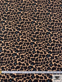 Italian Painterly Floral Clusters Printed Wool Blend Knit - Nude Camel / Black / Dusty Turquoise 16 Italian Painterly Floral Clusters Printed Wool Blend Knit - Nude Camel / Black / Dusty Turquoise -Fabrics And Fabrics Store 18196 4