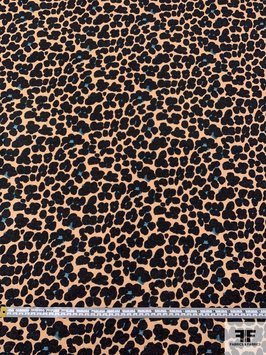 Italian Painterly Floral Clusters Printed Wool Blend Knit - Nude Camel / Black / Dusty Turquoise 8 Italian Painterly Floral Clusters Printed Wool Blend Knit - Nude Camel / Black / Dusty Turquoise - Image 6