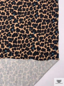 Italian Painterly Floral Clusters Printed Wool Blend Knit - Nude Camel / Black / Dusty Turquoise 17 Italian Painterly Floral Clusters Printed Wool Blend Knit - Nude Camel / Black / Dusty Turquoise -Fabrics And Fabrics Store 18196 6