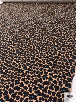 Italian Painterly Floral Clusters Printed Wool Blend Knit - Nude Camel / Black / Dusty Turquoise 18 Italian Painterly Floral Clusters Printed Wool Blend Knit - Nude Camel / Black / Dusty Turquoise -Fabrics And Fabrics Store 18196 7