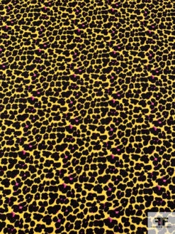 Italian Painterly Floral Clusters Printed Wool Blend Knit - Yellow / Black / Fuchsia 15 Italian Painterly Floral Clusters Printed Wool Blend Knit - Yellow / Black / Fuchsia -Fabrics And Fabrics Store 18197 3