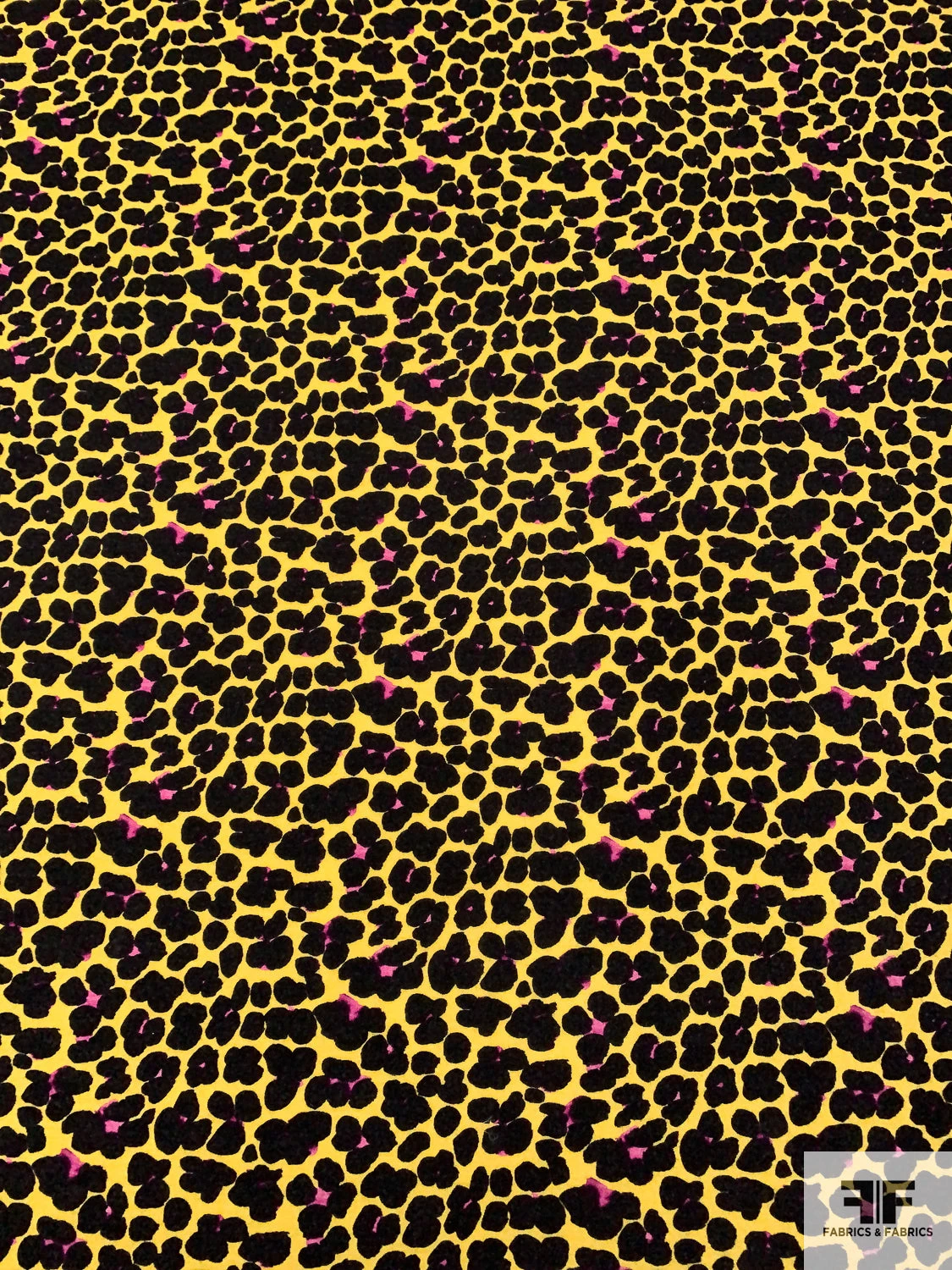 Italian Painterly Floral Clusters Printed Wool Blend Knit - Yellow / Black / Fuchsia 7 Italian Painterly Floral Clusters Printed Wool Blend Knit - Yellow / Black / Fuchsia - Image 5