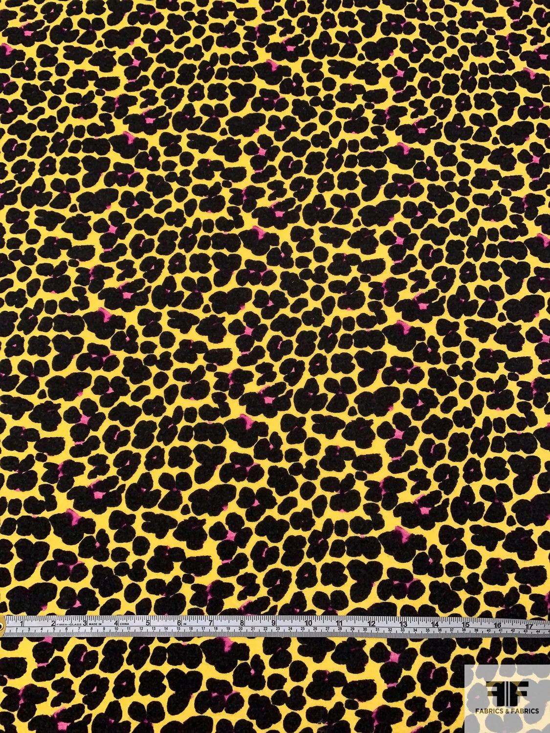 Italian Painterly Floral Clusters Printed Wool Blend Knit - Yellow / Black / Fuchsia 8 Italian Painterly Floral Clusters Printed Wool Blend Knit - Yellow / Black / Fuchsia - Image 6