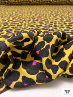 Italian Painterly Floral Clusters Printed Wool Blend Knit - Yellow / Black / Fuchsia 19 Italian Painterly Floral Clusters Printed Wool Blend Knit - Yellow / Black / Fuchsia -Fabrics And Fabrics Store 18197 9