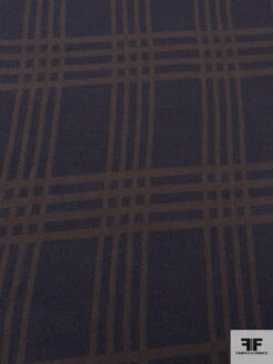 Italian Plaid Thick Wool Knit - Navy / Brown -Fabrics And Fabrics Store 18200 4