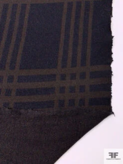Italian Plaid Thick Wool Knit - Navy / Brown -Fabrics And Fabrics Store 18200 7