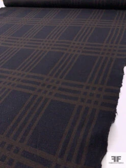 Italian Plaid Thick Wool Knit - Navy / Brown