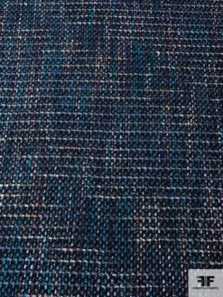 Italian Chunky Wool Blend Tweed Suiting - Turquoise / Navy / Indigo / White 15 Italian Chunky Wool Blend Tweed Suiting - Turquoise / Navy / Indigo / White -Fabrics And Fabrics Store 18206 4