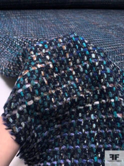Italian Chunky Wool Blend Tweed Suiting - Turquoise / Navy / Indigo / White 19 Italian Chunky Wool Blend Tweed Suiting - Turquoise / Navy / Indigo / White -Fabrics And Fabrics Store 18206 9