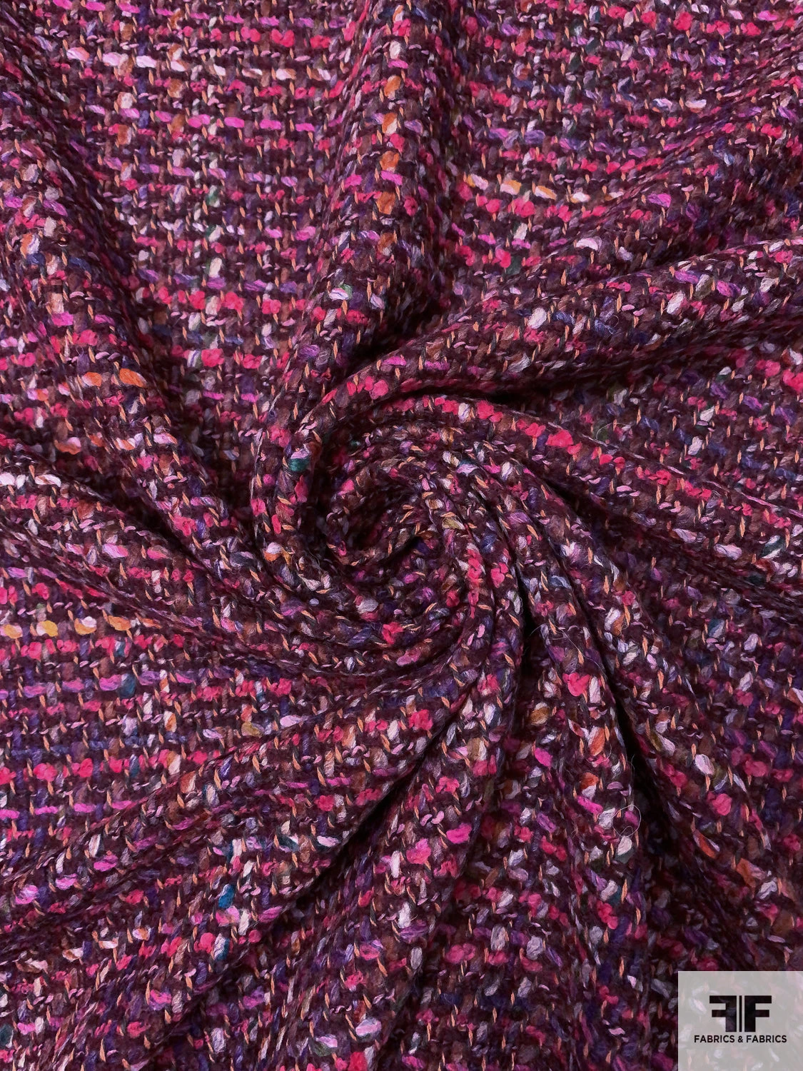 Italian Chunky Wool Blend Tweed Suiting - Hot Pinks / Purple / Boysenberry / Light Grey 5 Italian Chunky Wool Blend Tweed Suiting - Hot Pinks / Purple / Boysenberry / Light Grey - Image 3