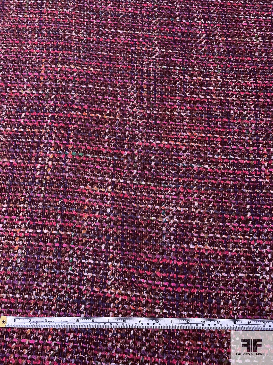 Italian Chunky Wool Blend Tweed Suiting - Hot Pinks / Purple / Boysenberry / Light Grey 8 Italian Chunky Wool Blend Tweed Suiting - Hot Pinks / Purple / Boysenberry / Light Grey - Image 6