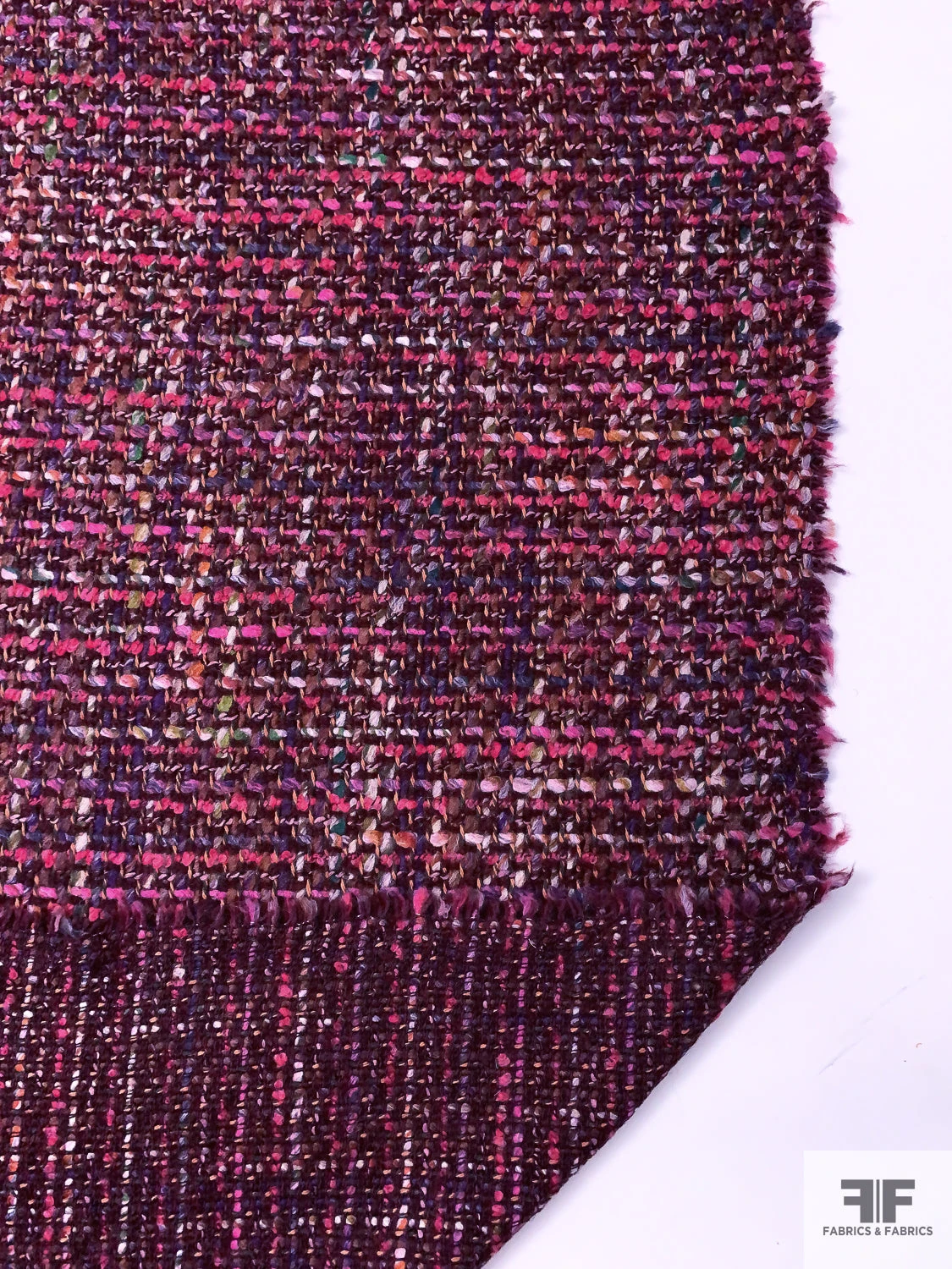 Italian Chunky Wool Blend Tweed Suiting - Hot Pinks / Purple / Boysenberry / Light Grey 4 Italian Chunky Wool Blend Tweed Suiting - Hot Pinks / Purple / Boysenberry / Light Grey - Image 2