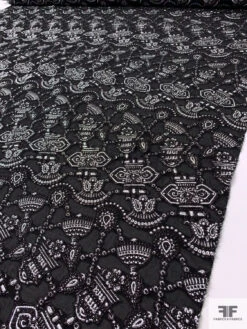 Italian Metallic Tassels Fil Coupé On Silk Blend Gauze - Black / Silver 16 Italian Metallic Tassels Fil Coupé On Silk Blend Gauze - Black / Silver -Fabrics And Fabrics Store 18241 6