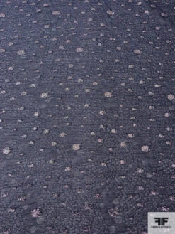 Italian Textured Silk Blend Gazar With Metallic Ovals - Navy / Silver -Fabrics And Fabrics Store 18242 3