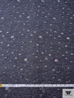 Italian Textured Silk Blend Gazar With Metallic Ovals - Navy / Silver -Fabrics And Fabrics Store 18242 4