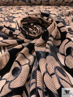 Groovy Floral Printed Cut Velvet - Nude / Black 15 Groovy Floral Printed Cut Velvet - Nude / Black -Fabrics And Fabrics Store 18253 3
