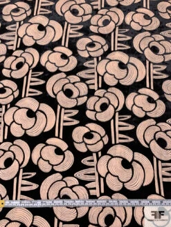 Groovy Floral Printed Cut Velvet - Nude / Black 16 Groovy Floral Printed Cut Velvet - Nude / Black -Fabrics And Fabrics Store 18253 5